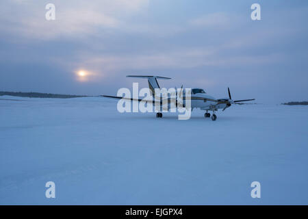 Kleines Zweibettzimmer Motor Flugzeug nördlichen James Bay-Quebec Stockfoto