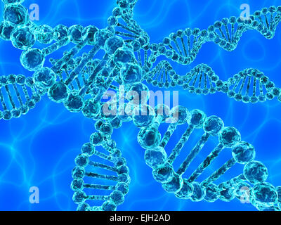Illustration des blauen DNA (Desoxyribonukleinsäure) Stockfoto