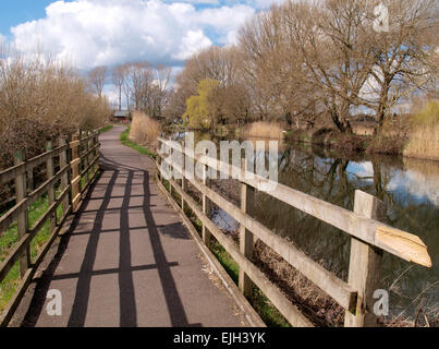 Wanderweg entlang des Kanals von Exeter, Devon, UK Stockfoto