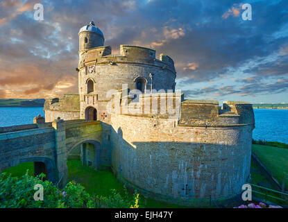 St. Mawes Castel defensive Tudor Küsten Festungen (1540) gebaut für König Henry VIII, Falmouth, Cornwall, England Stockfoto