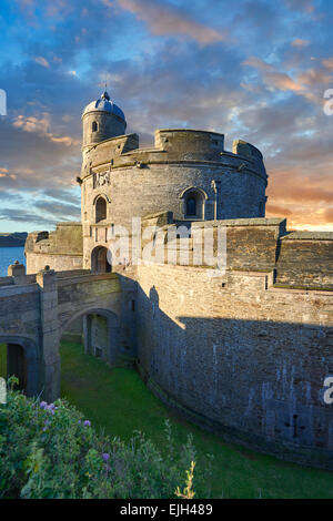 St. Mawes Castel defensive Tudor Küsten Festungen (1540) gebaut für König Henry VIII, Falmouth, Cornwall, England Stockfoto