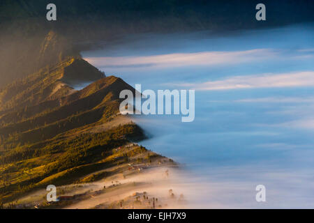 Rand des Tengger Caldera, Bromo Tengger Semeru Nationalpark, Ost-Java, Indonesien Stockfoto