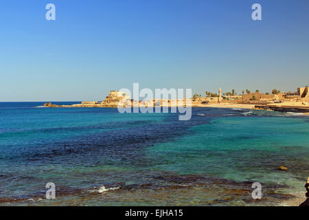 Restaurant am Hafen in Caesarea Maritima Nationalpark in Caesarea, Israel Stockfoto