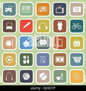 Hobby flache Symbole auf grünem Hintergrund, Lager Vektor Stock Vektor