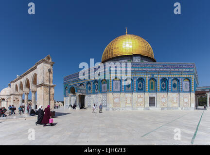 Das Dom der Rock auf dem Tempelberg in der Altstadt von Jerusalem Stockfoto