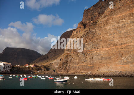 der kleine Hafen von Vueltas, Tal Valle Gran Rey, La Gomera, Kanarische Inseln, Spanien, Europa Stockfoto