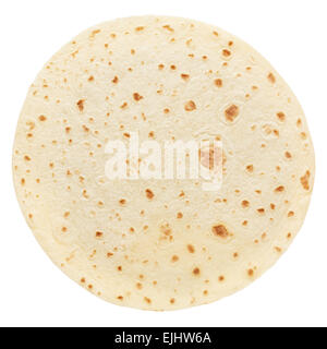 Piadina, Runde italienische Tortilla auf weiß Stockfoto