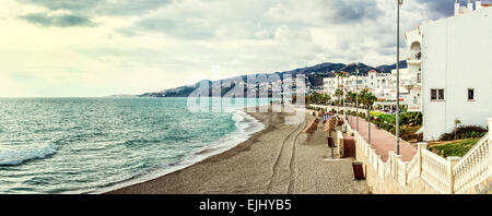 Leeren Strand. Nerja, Spanien Stockfoto