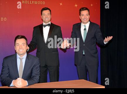 New York, NY, USA. 27. März 2015. Jimmy Fallon in Anwesenheit für Madame Tussauds enthüllt fünf Wachsfiguren mit Jimmy Fallon, Madame Tussauds New York, New York, NY 27. März 2015. Bildnachweis: Derek Sturm/Everett Collection/Alamy Live-Nachrichten Stockfoto