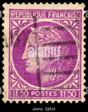 Frankreich - ca. 1945: Briefmarke gedruckt in Frankreich zeigt Ceres, aus der Serie "Ceres", ca. 1945 Stockfoto