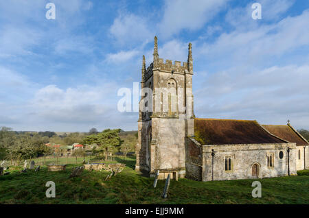 Pfarrei Kirche von St Giles in Ghost Dorf von Imber auf Salisbury Plain, Wiltshire, England, UK. Stockfoto