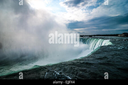 Nass an den Niagarafällen Ende Oktober. Stockfoto