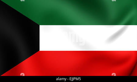 Flagge von Kuwait. Hautnah. Stockfoto