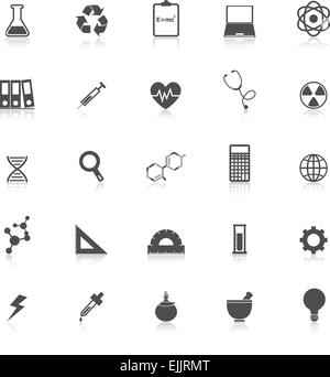 Wissenschaft-Icons mit Spiegeln auf weißem Hintergrund, Lager Vektor Stock Vektor