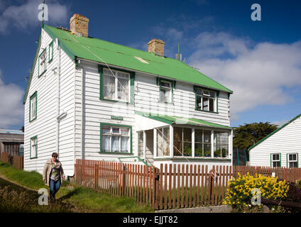 Falkland, Port Stanley, Church House gebaut traditionell Falkland Island weatherboarded Hause Stockfoto