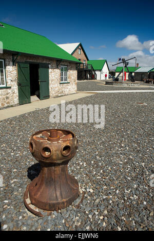 Falkland-Inseln, Port Stanley, historischen, Werft Museum alte Capstan Hof anzeigen Stockfoto