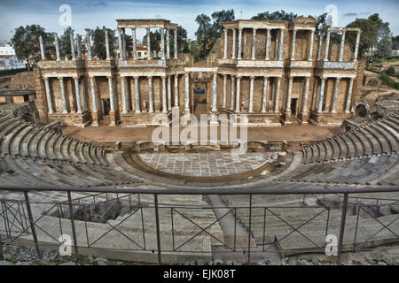 Römische Theater, in das archäologische Ensemble von Mérida, eine der größten und umfangreichsten archäologischen Stätten in S Stockfoto