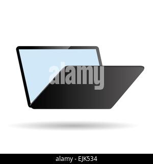 Bunte Illustrationen mit modernen Laptop auf weißem Hintergrund Stockfoto