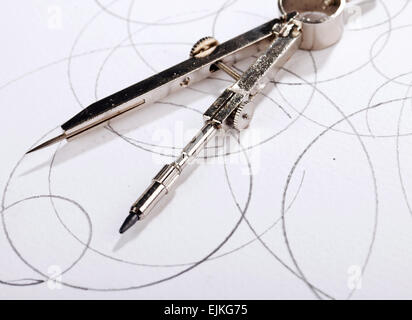 Kompass-Zeichnung Stockfoto