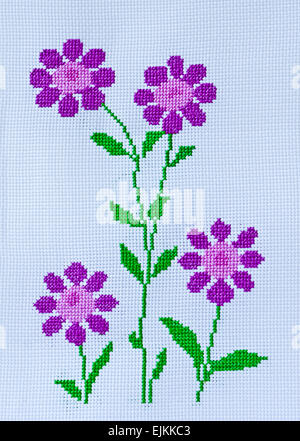 Sri Lankan handgemachte Sticken und Kreuzstich-Blumen-Design Stockfoto