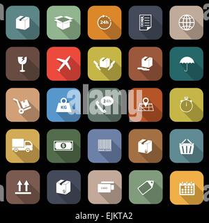 Versand flache Symbole mit langen Schatten, Lager Vektor Stock Vektor