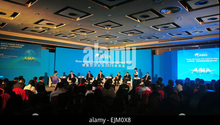 Boao, Chinas Provinz Hainan. 29. März 2015. Ein Sub-Forum mit dem Thema "Doing Business Internet-Weg" ist während der 2015 Boao Forum für Asien (BFA) in Boao, Süd-China Provinz Hainan, 29. März 2015 statt. © Yang Guanyu/Xinhua/Alamy Live-Nachrichten Stockfoto