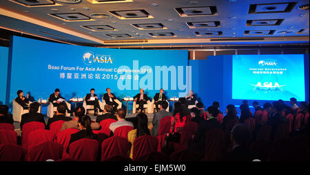 Boao, Chinas Provinz Hainan. 29. März 2015. Ein Sub-Forum mit dem Thema "Internet Governance" findet 2015 Boao Forum für Asien (BFA) in Boao, Süd-China Provinz Hainan, 29. März 2015 statt. © Yang Guanyu/Xinhua/Alamy Live-Nachrichten Stockfoto