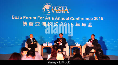 Boao, Chinas Provinz Hainan. 29. März 2015. Ein Sub-Forum mit dem Thema "Persönlichkeiten des öffentlichen Lebens & soziale Verantwortung" ist während der 2015 Boao Forum für Asien (BFA) in Boao, Süd-China Provinz Hainan, 29. März 2015 statt. © Yang Guanyu/Xinhua/Alamy Live-Nachrichten Stockfoto