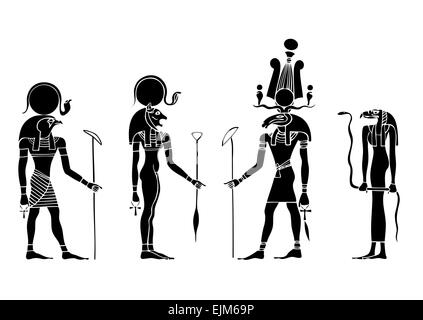 Bild der verschiedenen Götter des alten Ägypten - Ra, Khensu, Bastet - Vektor Stock Vektor