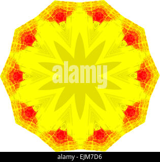 Eine schöne glückliche Mandala Darstellung in rot und gelb mit zentralen Blumen-Design. Stockfoto