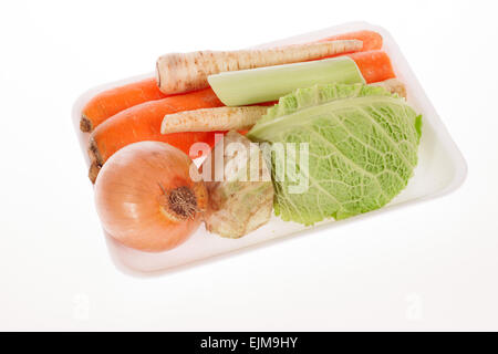 Frisch Gemüse im Styropor-Verpackung-tray Stockfoto