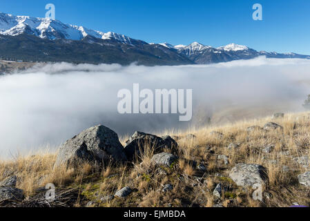 Nebel über Wallowa Lake, Oregon. Stockfoto