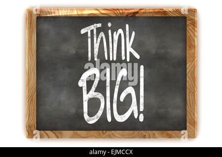 Eine bunte 3d gerendert Tafel zeigt die inspirierende Botschaft "Think Big" Stockfoto