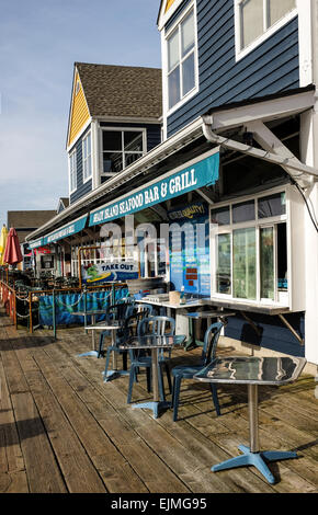 Schattigen Island Seafood Bar & Grill, Steveston Village, Richmond, BC, Kanada Stockfoto