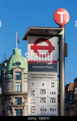 Bus Stop-Schild, London Stockfoto