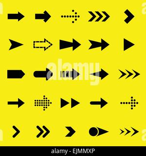 Schwarze Symbole auf gelbem Hintergrund, Lager Vektor Stock Vektor