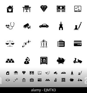Versicherungen im Zusammenhang mit Icons auf weißem Hintergrund, Lager Vektor Stock Vektor
