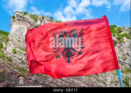 Albanische Flagge, Balkan, Albanien Stockfoto