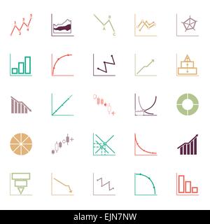 Wirtschaft und Investition Diagramm Symbol flach Linienfarbe, Lager Vektor Stock Vektor