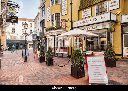 Geschäfte und Restaurants in The Lanes, Brighton, Sussex, England, UK. Stockfoto