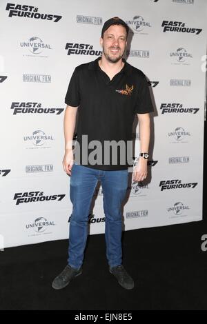 Sydney, Australien. 30. März 2015. Prominente kamen auf dem roten Teppich für die Sydney-Premiere von Fast and Furious 7 in Verbindung mit Triple M Radio, abgehaltenen Hoyts Vergnügungsviertel. Das Bild zeigt Chris Beckhouse (Triple M). Bildnachweis: Richard Milnes/Alamy Live-Nachrichten Stockfoto