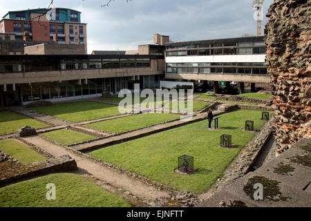 Römische Bäder, Stiftungen und Jewry Wall Museum, Leicester, UK Stockfoto