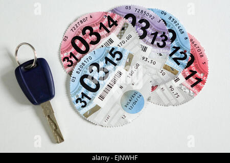 Steuer-Scheiben, die nicht mehr verfügbar, sind ersetzt durch Linie Datenbank mit einzelnen Autoschlüssel Stockfoto