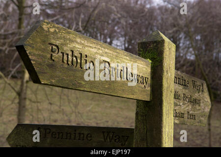 Pennine Way Zeichen in den Yorkshire Dales Stockfoto
