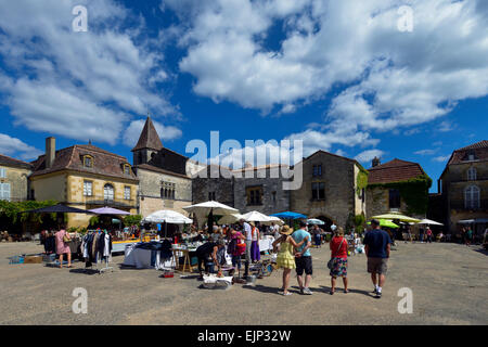 Marktplatz Monpazier Bastide Perigord Frankreich Europa Stockfoto