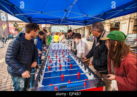 Itay Piemont Turin Tischfußball in San Carlo Platz Stockfoto