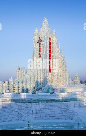 Spektakuläre Eisskulpturen, Harbin Ice und Snow Festival, Provinz Heilongjiang, Harbin, China Stockfoto