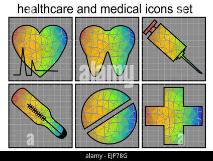 Gesundheitswesen und medizinische Icon-Set. Vektor-set 6 multicolor Symbol Stockfoto