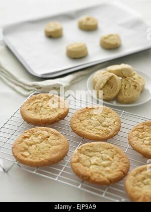 weißen Choc Chip Cookies Kekse Stockfoto