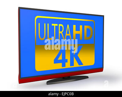 4K Ultra HD-TV auf einem weißen Hintergrund Stockfoto